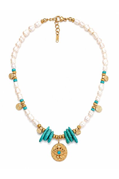 CHARMLUCKY Natural Pearl-Turquoise Eye Pendant