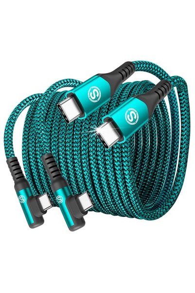 GENERAL كابل USB C إلى USB C بزاوية 90 درجة [عبوة من قطعتين، 1 متر] كابل Type...