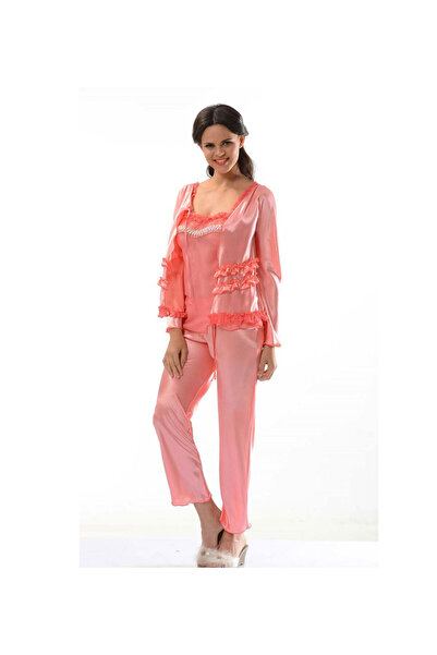 pınaxar Pomegranate Flower Satin Pajama Set