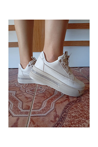 pınaxar Women's High Sole Comfortable Stylish Daily Sports Shoes Beige Color