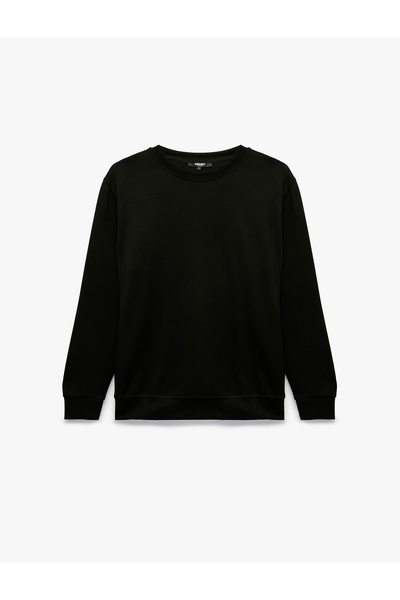 Koton Long Sleeve Viscose Blended Scuba Fabric Crew Neck Basic Sweatshirt