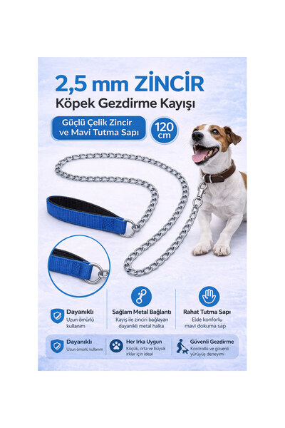 pınaxar Chain Dog Walking Strap Branch Steel &amp;   Ergonomic Handle 2.5 Mm-...