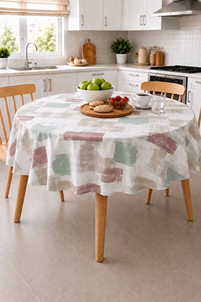 Ozsport Patterned Round Pvc Oilcloth Tablecloth, Wipeable and Stain Resistant