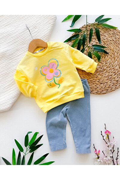 hümabebe Colorful Floral Patterned Knitted Denim Leggings Seasonal Baby Girl ...
