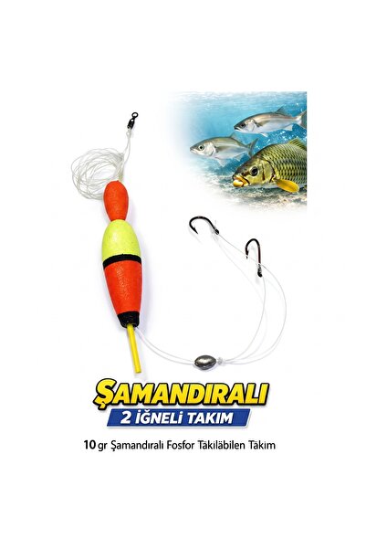 balikavdunyasi Şamandıralı Fosfor Takılabilen 2 İğneli Hazır Olta Bedeni