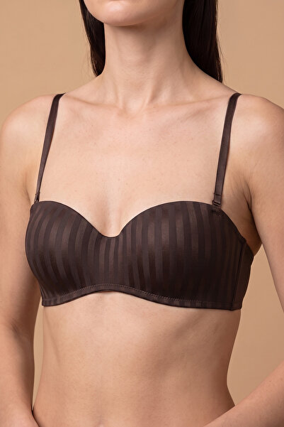 C&City Push-Up Underwire Unpadded Patterned Strapless Bra C17046 Brown