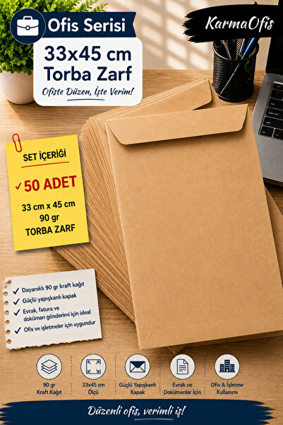 KarmaOfis 33X45 cm Bag Envelope 90 Gr Kraft – 50 Pieces