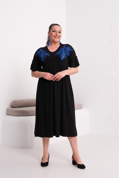 Esina Viscose Dress with Embroidery Detail