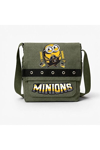 Generic Brand Khaki Minions Printed Round Eyelet Messenger Bag