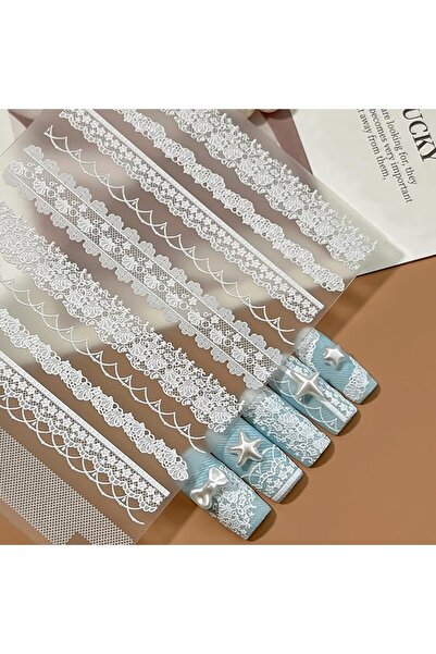 GENERAL Lace Nail Art Stickers Decals, Lace Flower Design 3D Embossed Nail St...