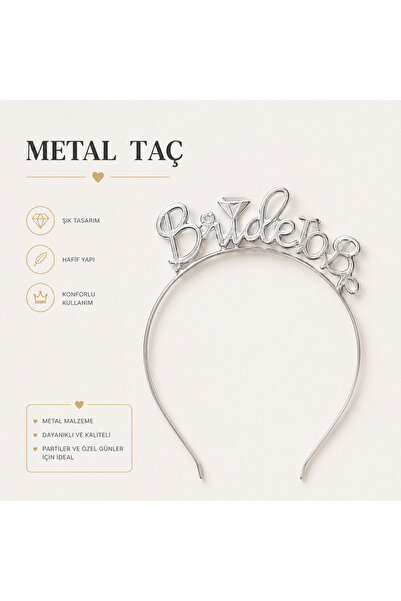 Genel Markalar Bride To Be Yazılı Gümüş Renk Metal Gelin Tacı – Bekarlığa Ved...