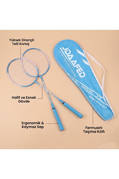 Jda 2’li Badminton Raket Seti – Fermuarlı Taşıma Çantalı Portatif Spor Seti