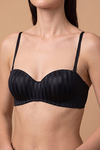 C&City Push-Up Underwire Unpadded Patterned Strapless Bra C17046 Black