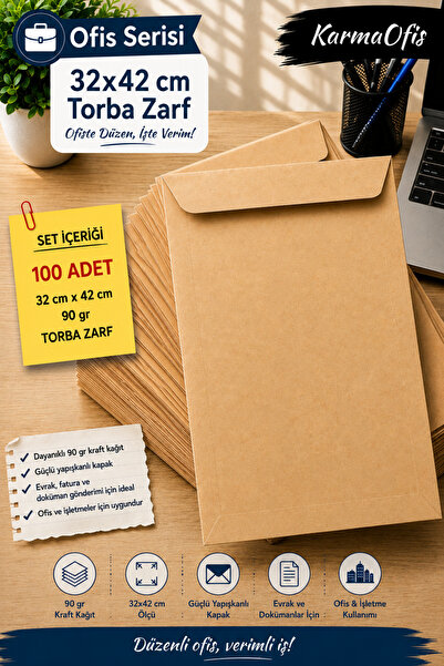 KarmaOfis 32X42 cm 90 Gr Kraft Bag Envelope 100 Pieces Optional |   Document ...