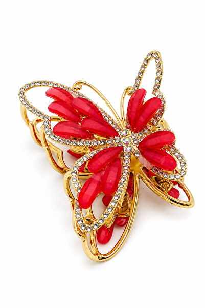 MakeWell Women's Butterfly Figured Bun Hairpin – Gold Color, White Detailed, ...