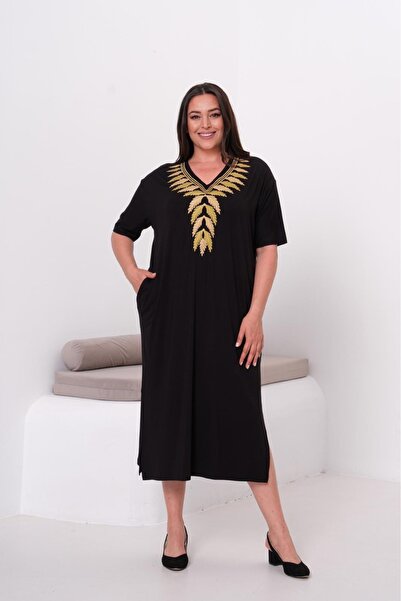 Esina Viscose Dress with Embroidery Detail