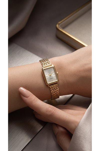 KLISHE Women's Steel Watch Gold Color Vintage Watch Old Money Rectangular Case Classic Stylish Elegant Luxury Premium Women's Wristwatch |   Limited Edition 2026
