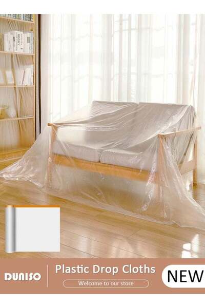 Generic Plastic Drop Cloths, Waterproof Anti-Dust Furniture Cover With Adhesi...
