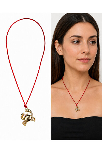 Arsaley Collection Kırmızı İp Yengeç Charm Kadın Kolye