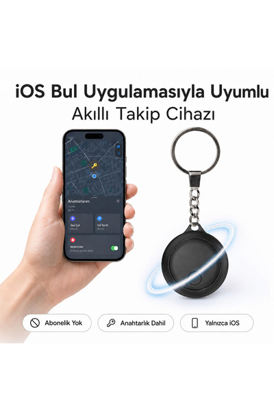 Akıllı Takip Cihazı Aç ios Bul Find My Uyumlu Anahtar Çanta Valiz Bulucu – Siyah