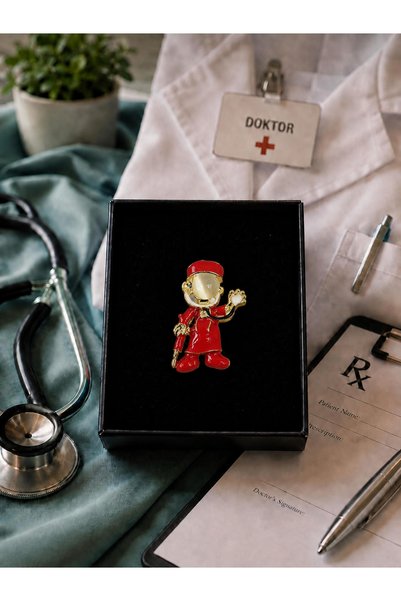 PULİNİN DÜKKANI Kırmızı Sağlık Çalışanı Figürlü Steteskoplu Broş – Doktor ve ...