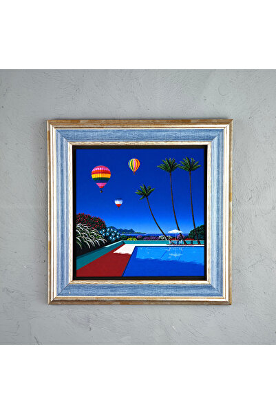 ermin Hiroshi Nagai Retro Havuz Manzarası Doğal Limra Taşı El Yapımı Çerçevel...