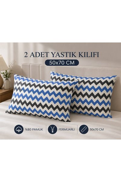 VODDİ Cu model în zig-zag |   2 bucăți |   Cu fermoar |   Față de pernă 50x70...