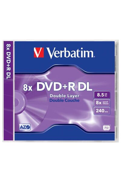 Verbatim DVD+R 8.5GB, 240 minute, viteză 8x, Double Layer, Pachet de 5, Jewel...