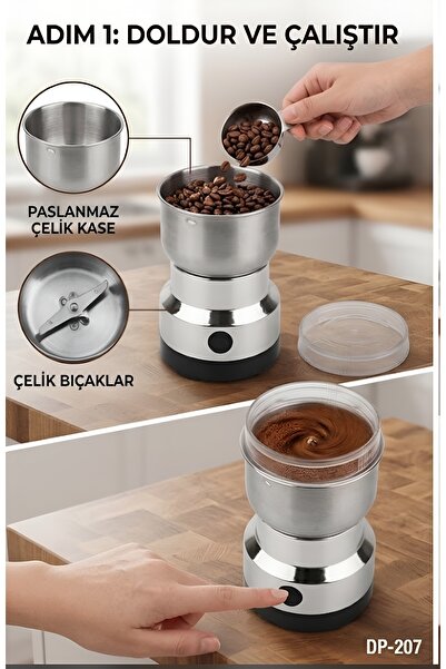 efmues Baharat ve kahve öğütücü paslanmaz çelik hazneli 150w elektrikli öğütücü
