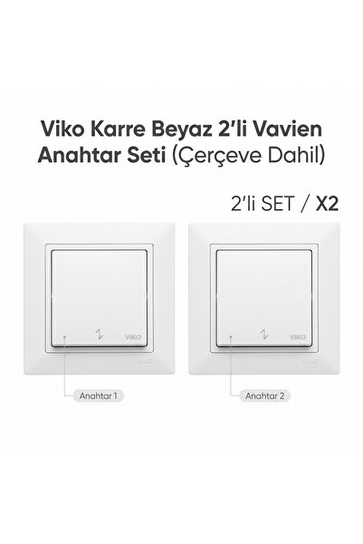 VİKO Karre Beyaz 2'li Vavien Anahtar - İki Farklı Noktadan Kontrol (Çift Yönl...