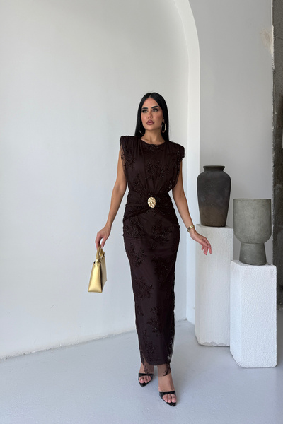 KAMACI BUTİK BEL TOKA DEYALI TÜL ELBİSE