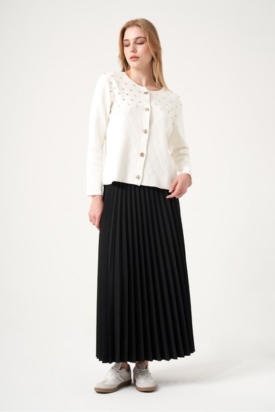 FTZ WOMEN Women's Beyoğlu Detailed Cardigan Ecru 25268