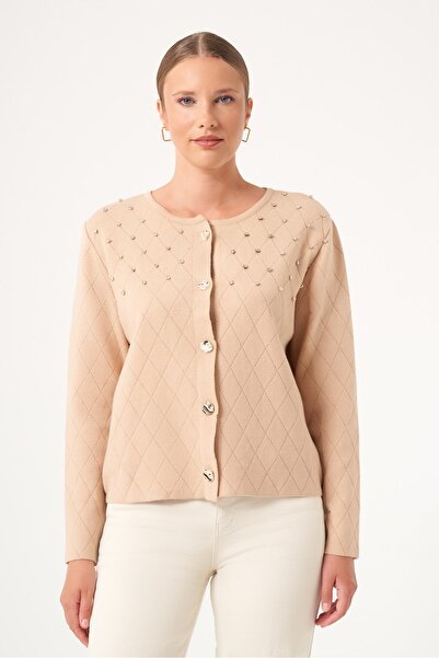 FTZ WOMEN Women's Beyoğlu Detailed Cardigan Beige 25268