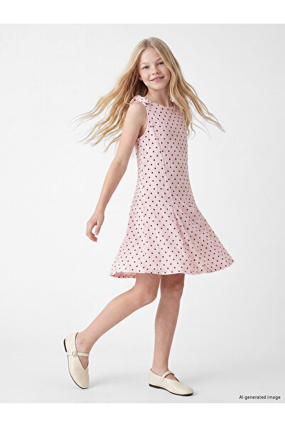 LC Waikiki Trendlucky Girl's Dress with Polka Dot Pattern and Contrast