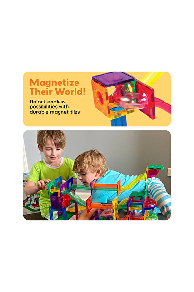 PicassoTiles Set de construcție Picasso Tiles Magnetic, Circuit pentru bile, ...