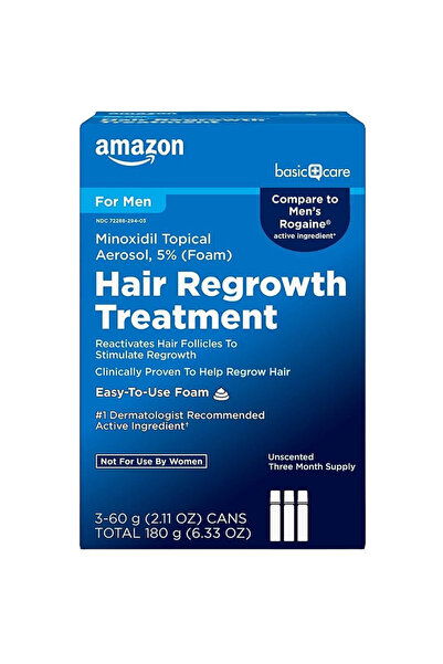 Amazon Basic Care Minoxidil 5% Foaming Set, 3 x 60 ml
