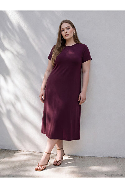 LC Waikiki Trendlucky Plus Size Soft Touch Dress with Difference