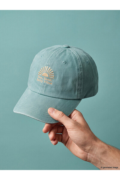 LC Waikiki Nevavm Flower Embroidered Men's Cap Hat with Difference