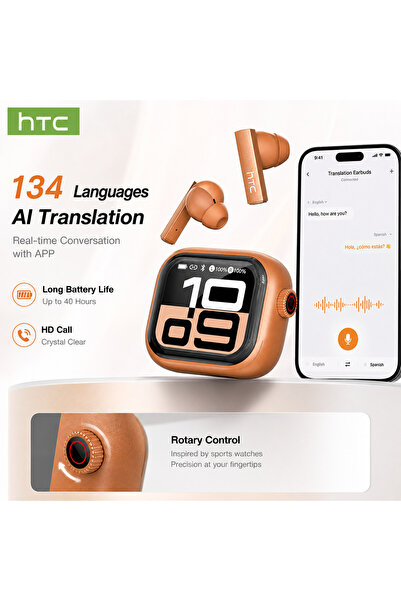 choice2 أورانج [شاشة فائقة الدقة] سماعات أذن HTC NE40 بلوتوث V6 TWS سماعات رأ...