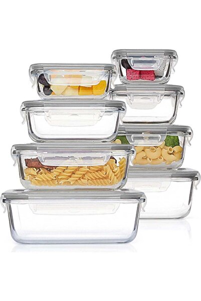 Moment 8-Pack Glass Food Storage Containers with Locking Lids | Leakproof Air...