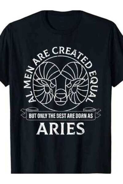 25W تي شيرت برسومات مضحكة من Zodiac بعنوان "Only The Best Are Born As Aries"