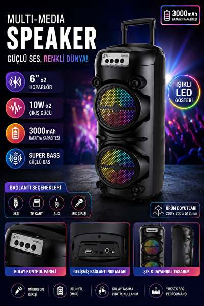 MUZEKO Multı-Medıa Speaker Karaoke Kablosuz Mikrofon Bluetooth Taşınabilir Ho...