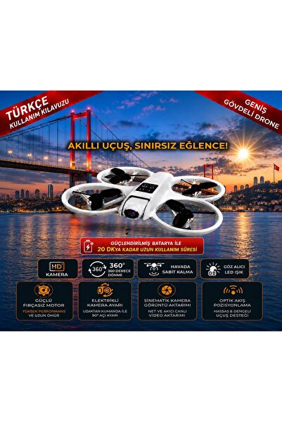 ROSE TEKNOLOJİ Hd Kamera ve Ledli 360 Dönebilen Optik Akış Sabitlemeli ve Baş...