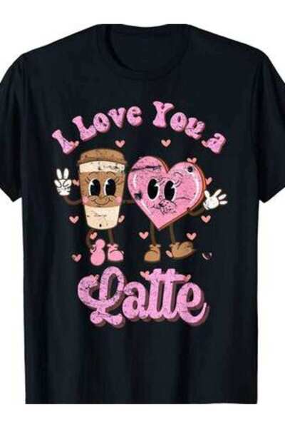 kai22 تي شيرت Love You A Latte Valentine's Coffee Couple T-Shirt