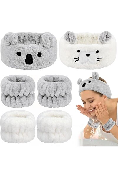 Arabest Face Wash Headband and Wristband Set,Elastic Microfiber Spa Skincare ...