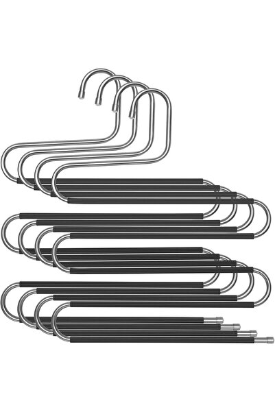 Arabest 4-Pack,Space-Saving Pants Hangers,S-Shaped Metal,Non-Slip,5-Tier,for ...