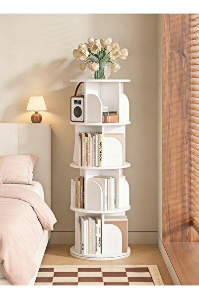 Bojasmiial 360° Rotating Bookshelf, Large Capacity Storage Shelf, Corner Cyli...