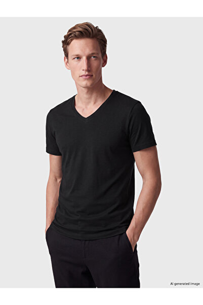 LC Waikiki Nevavm with Difference V-Neck Combed Cotton Men's T-Shirt