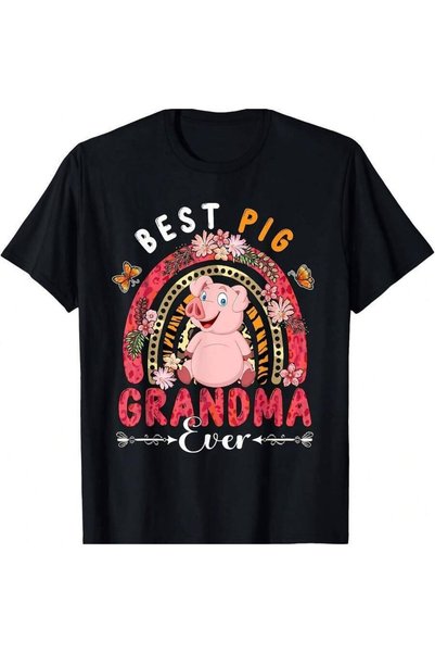 kai22 Best Pig Grandma Ever Mother's Day Flowers Rainbow Farm T-Shirt