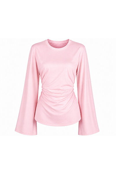 peri tower Women's Spanish Style Side Gathered Back Tie Blouse 00232